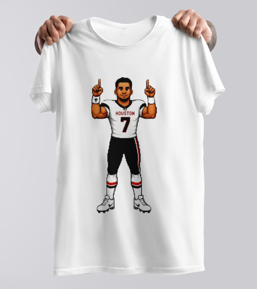 CJ Stroud Houston Texans The Field General 8 Bit Games Houston 7 T-Shirt