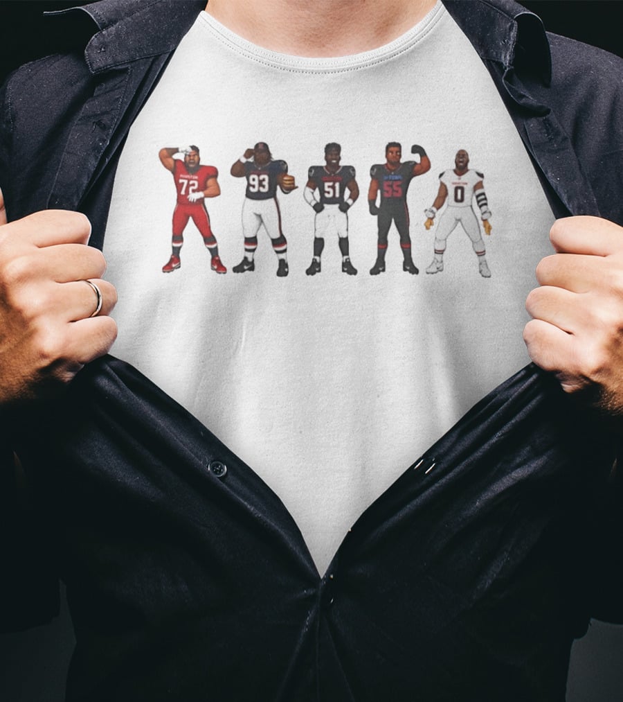 Doomsday Defense Houston Texans Chibi Style Players Cartoon NFL Football T-Shirt