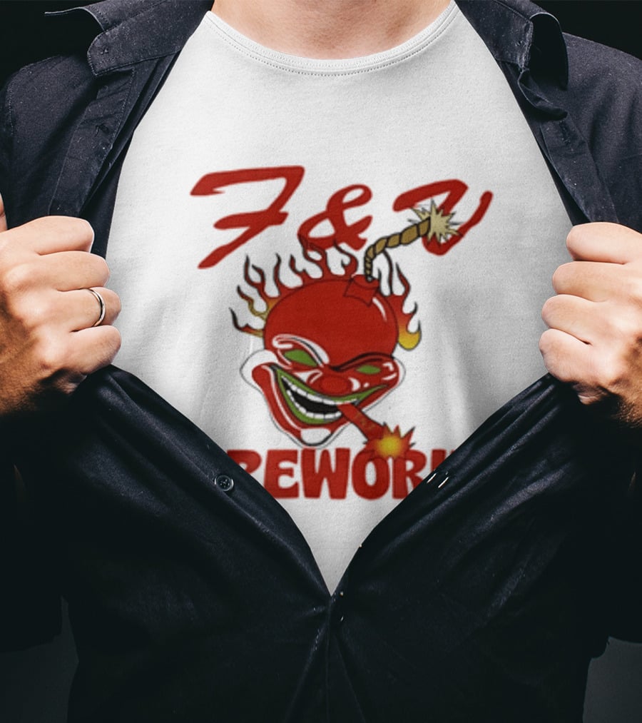 F And V Fireworks Explosive Red Joker Face With Lit Fuse T-Shirt