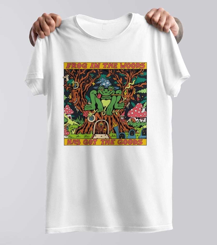 Frog In The Woods Has Got The Goods Killer Acid Psychedelic Forest Scene T-Shirt