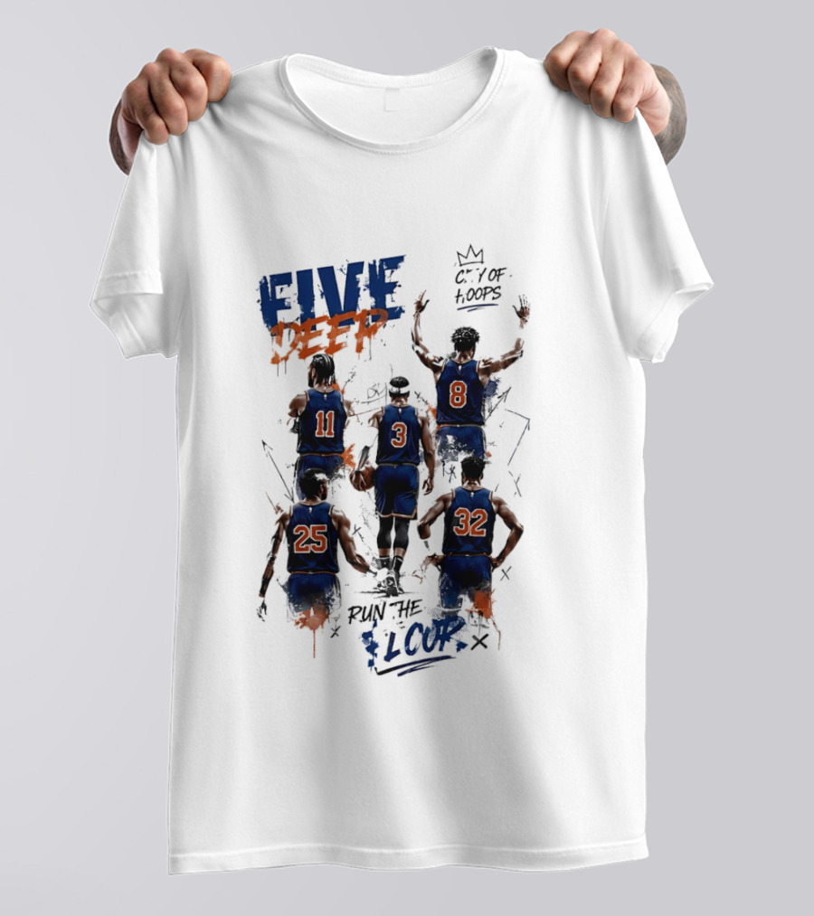 New York Knicks Five Deep City Of Hoops Run The Floor T-Shirt