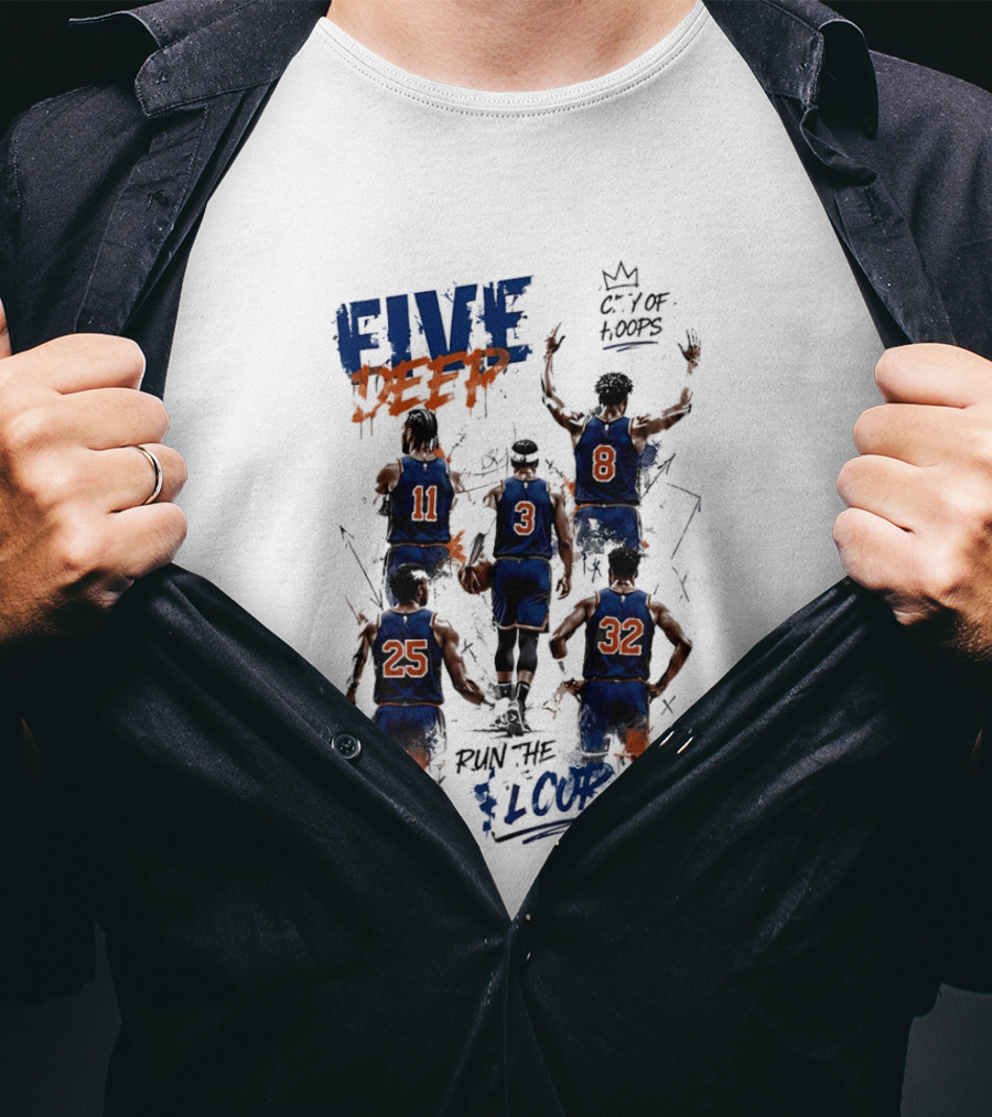New York Knicks Five Deep City Of Hoops Run The Floor T-Shirt