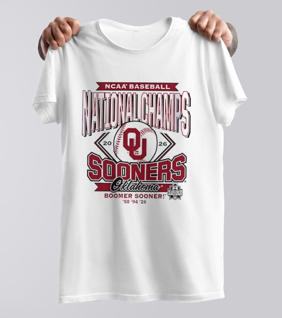 NCAA Baseball National Champs Oklahoma Sooners 2026 Boomer Sooner T-Shirt
