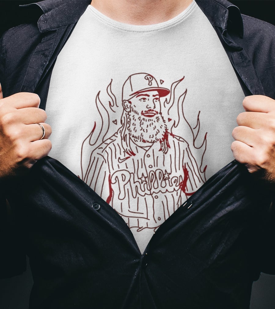 Philadelphia Phillies Brandon Marsh Fiery Sketch T-Shirt
