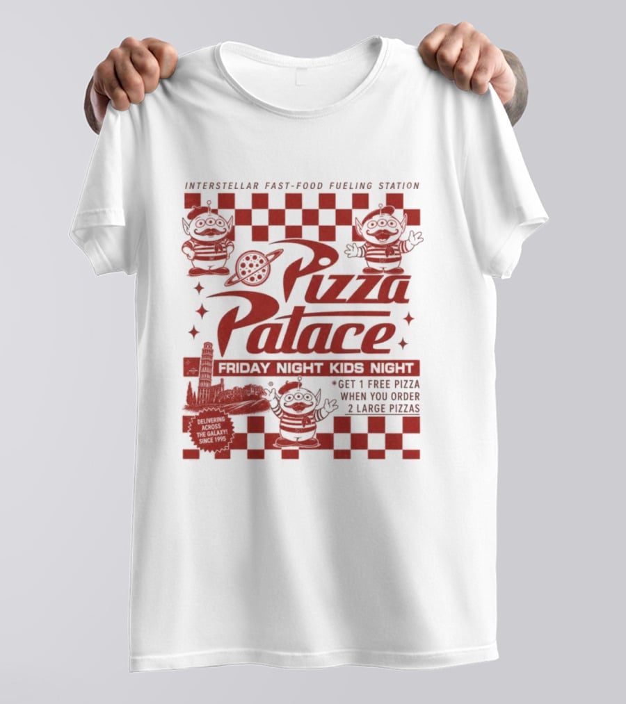 Pizza Palace Skeeball Fast Food Arcade Person Get 1 Free Pizza T-Shirt