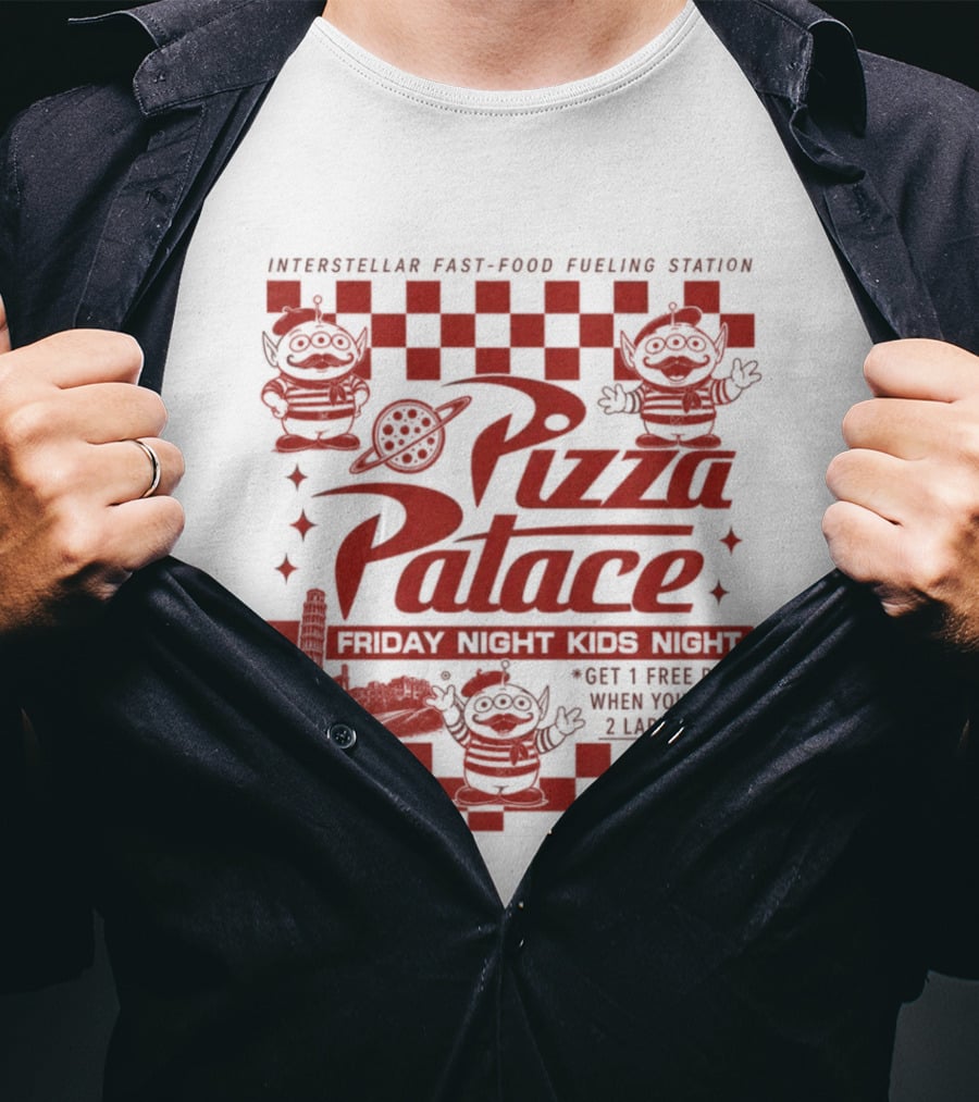 Pizza Palace Skeeball Fast Food Arcade Person Get 1 Free Pizza T-Shirt