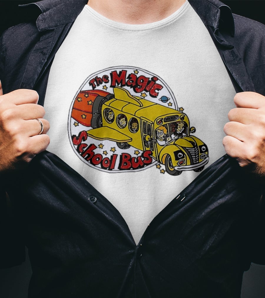 The Magic School Bus Ms Frizzle Arnold Class Characters Cartoon Rocket Bus T-Shirt