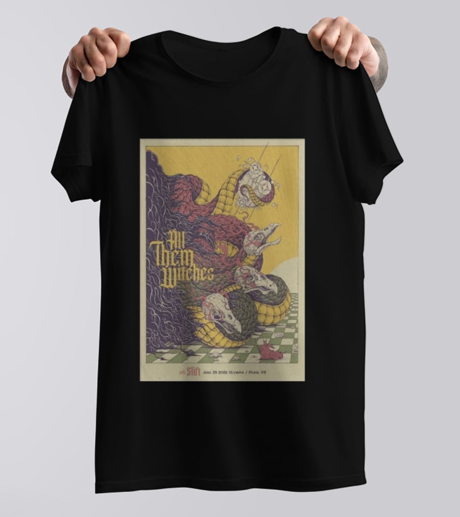 All Them Witches Slift June 29 2026 Olympia Paris FR Serpent Creature Checkerboard T-Shirt