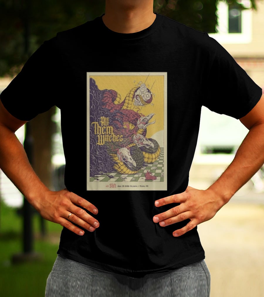All Them Witches Slift June 29 2026 Olympia Paris FR Serpent Creature Checkerboard T-Shirt