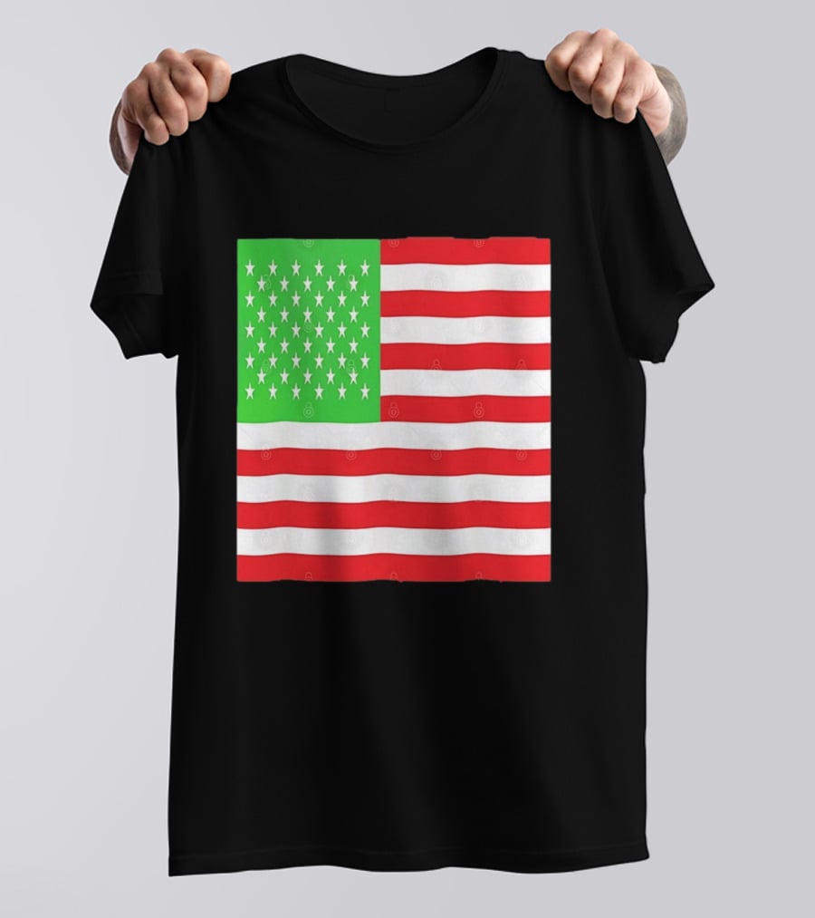 American Flag Green And Red Color Variant Stars And Stripes T-Shirt
