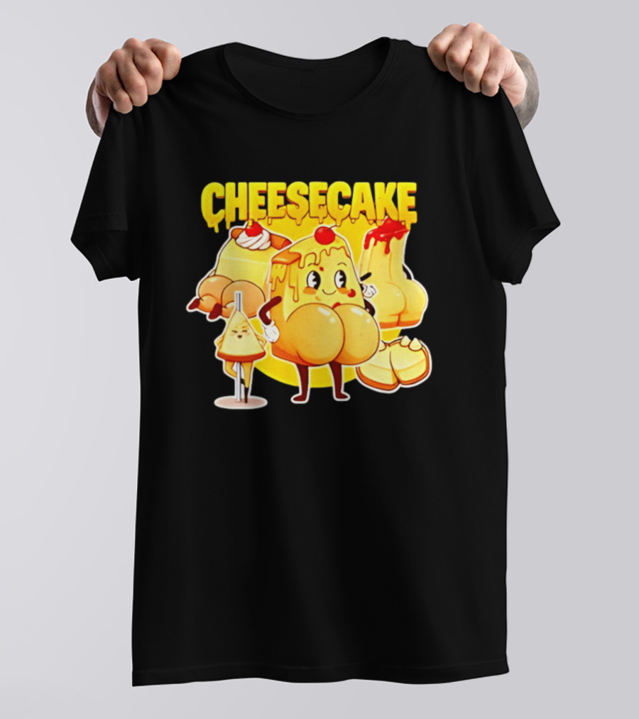 Cheesecake Delicious Cartoon Characters With Cherry And Whipped Cream T-Shirt