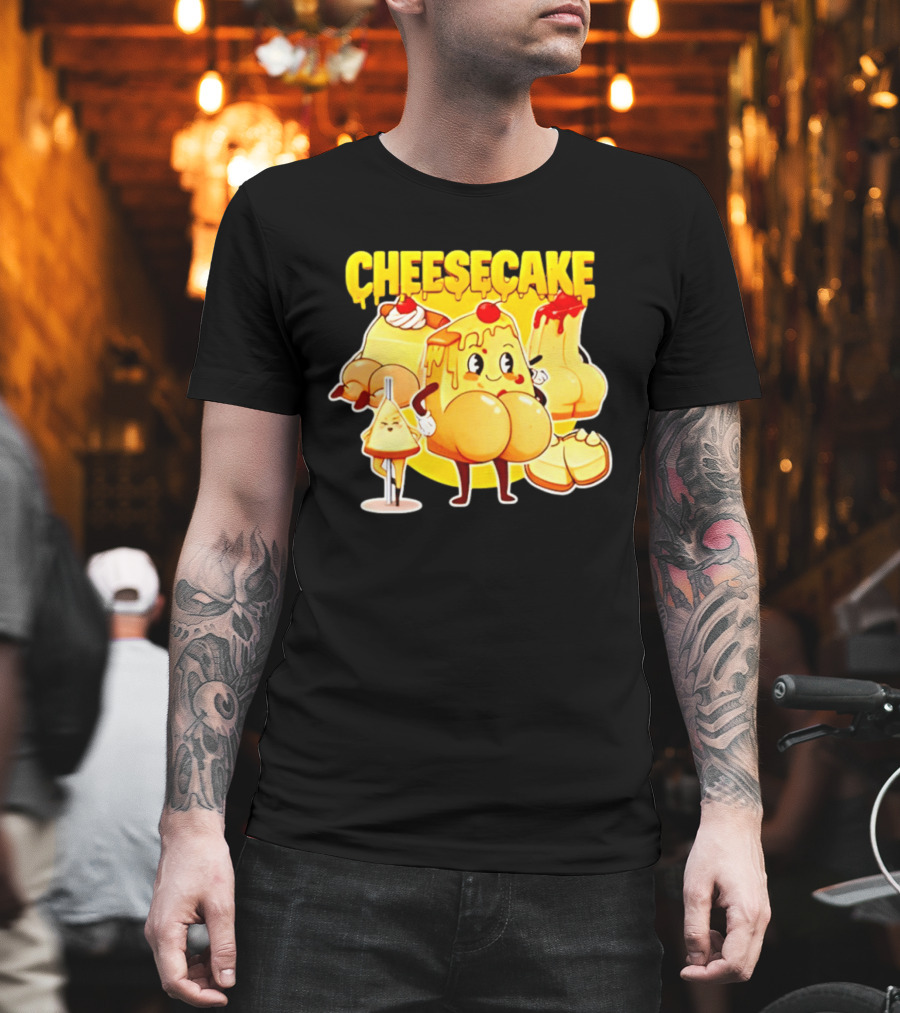 Cheesecake Delicious Cartoon Characters With Cherry And Whipped Cream T-Shirt