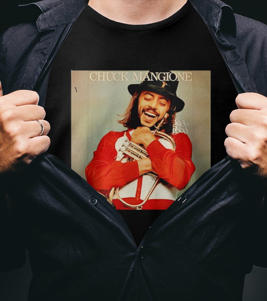 Chuck Mangione Feels So Good Iconic Album Cover With Flugelhorn Player In Red And White Outfit T-Shirt