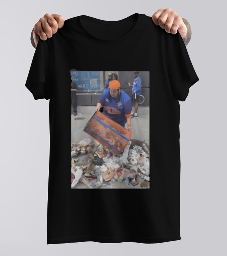Knicks Dei Angie Trashcan Cleanup Team Fan Spirit Trash Pile T-Shirt
