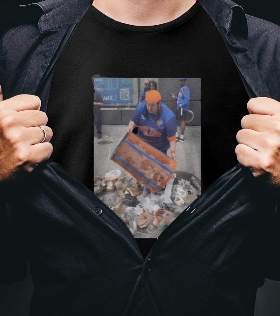 Knicks Dei Angie Trashcan Cleanup Team Fan Spirit Trash Pile T-Shirt