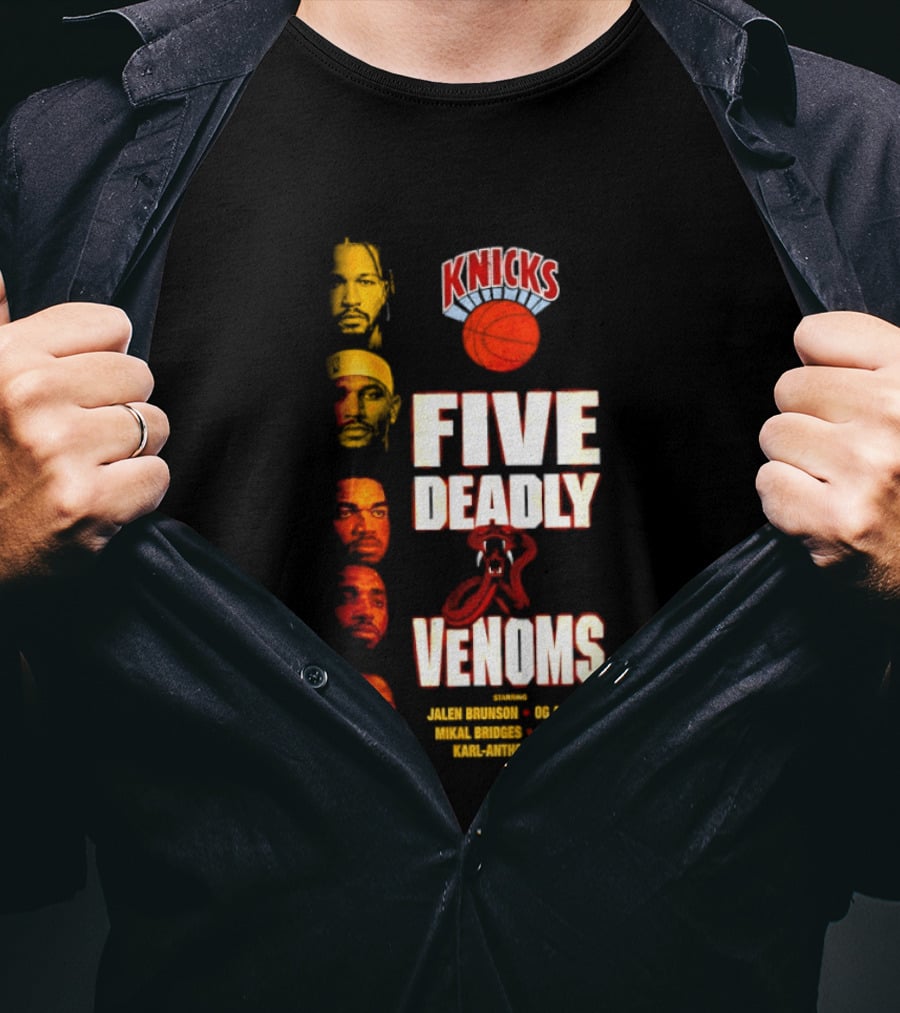 Knicks Five Deadly Venoms Jalen Brunson RJ Barrett Mitchell Robinson Josh Hart Karl Anthony Towns T-Shirt