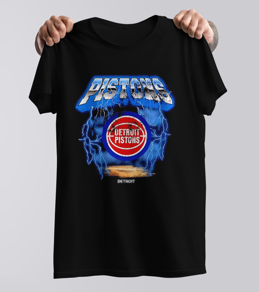 Detroit Pistons Lightning Effects Blue Electric Impact T-Shirt