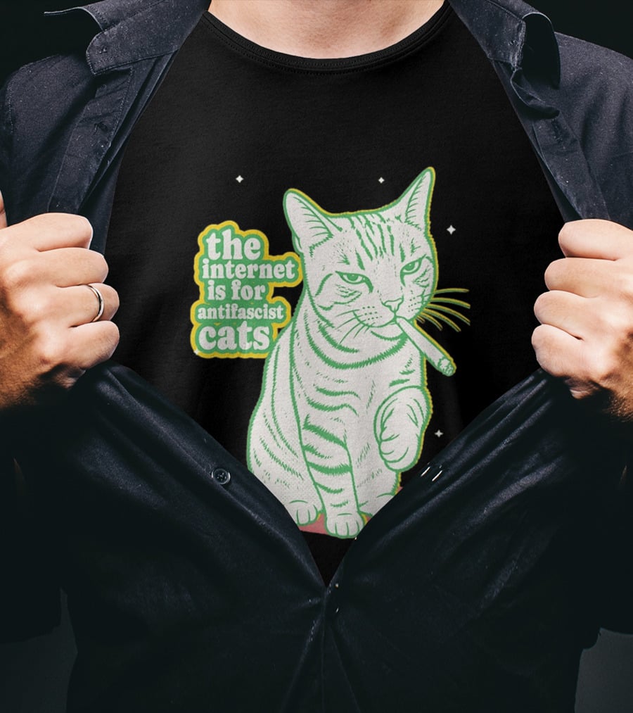 Antifascist Cats Internet Humor Smoky Cat Relaxation T-Shirt