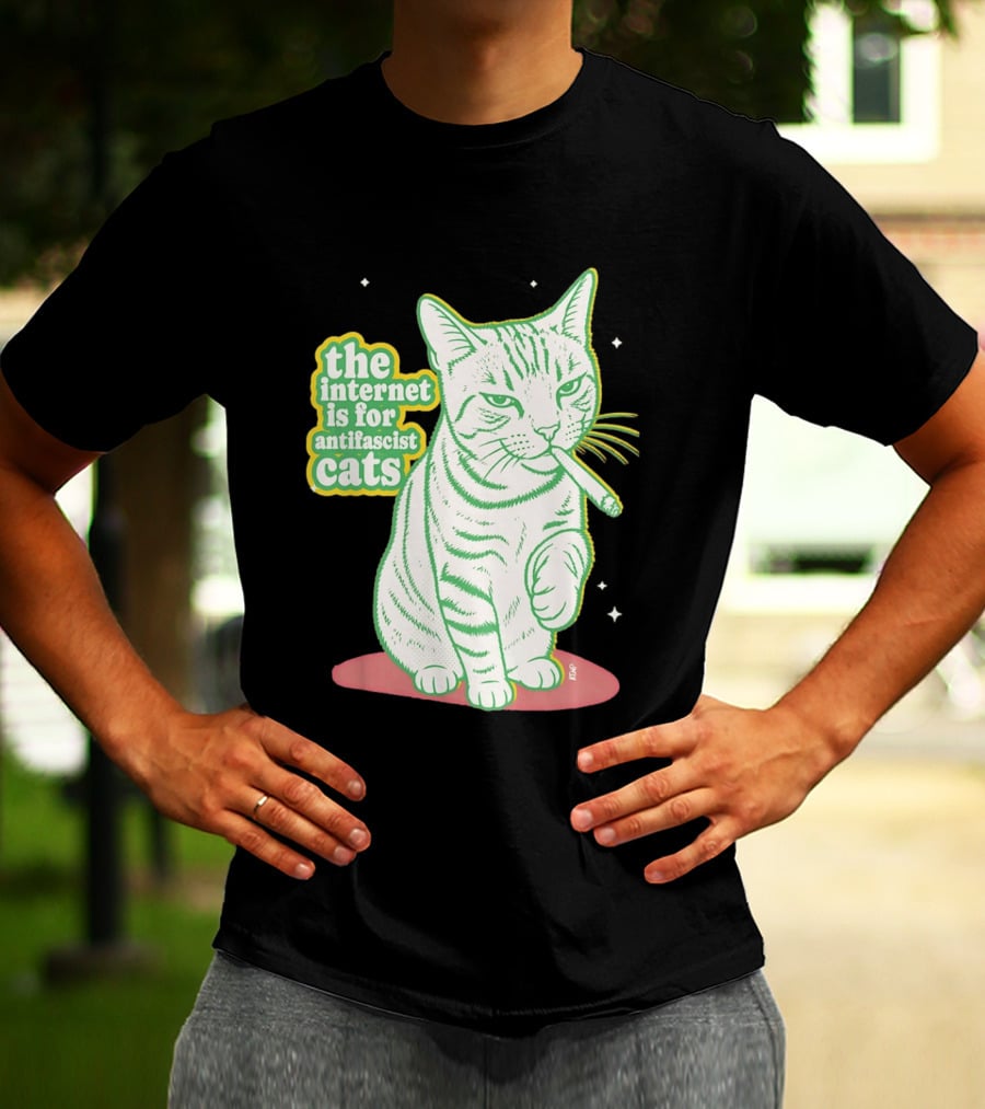 Antifascist Cats Internet Humor Smoky Cat Relaxation T-Shirt