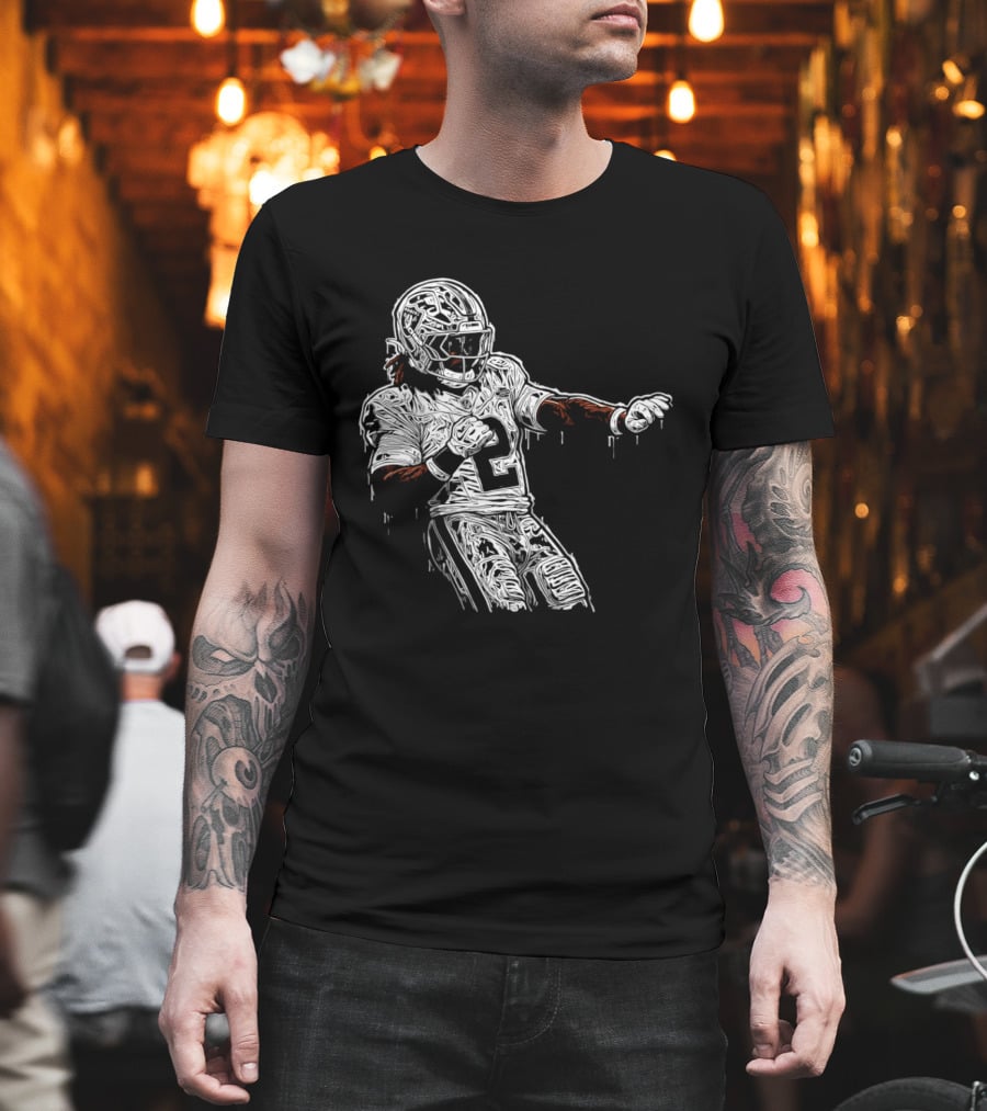 Gardner Minshew Las Vegas Raiders Drip 2 Football Player In Action T-Shirt