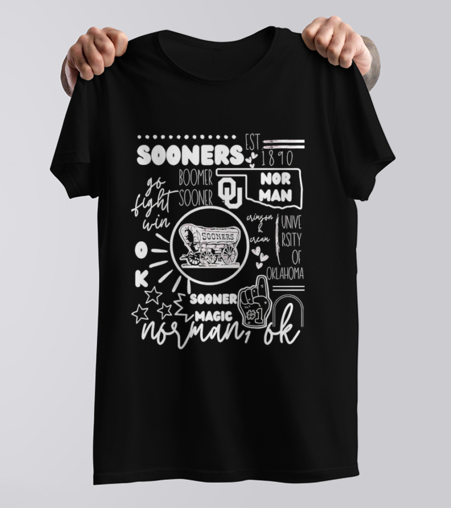 Oklahoma Sooners Boomer Wagon Norman OK EST 1890 University Of Oklahoma T-Shirt