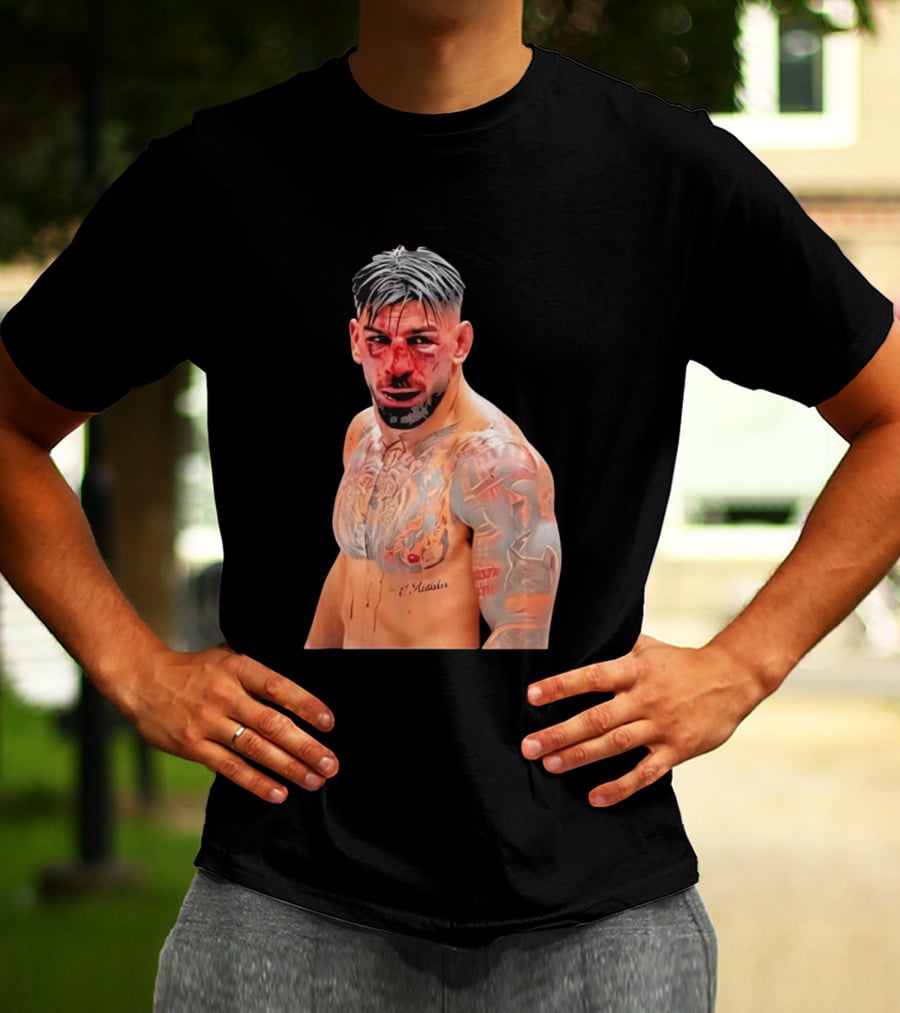 Ilia Topuria MMA Fighter Portrait Bleeding Face T-Shirt