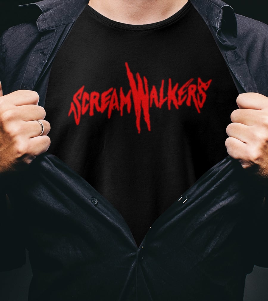 Screamwalkers Red Slash Horror Movie Lettering T-Shirt