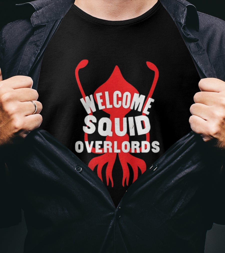 Welcome Squid Overlords Red Kraken Marine Life Ocean Biology T-Shirt