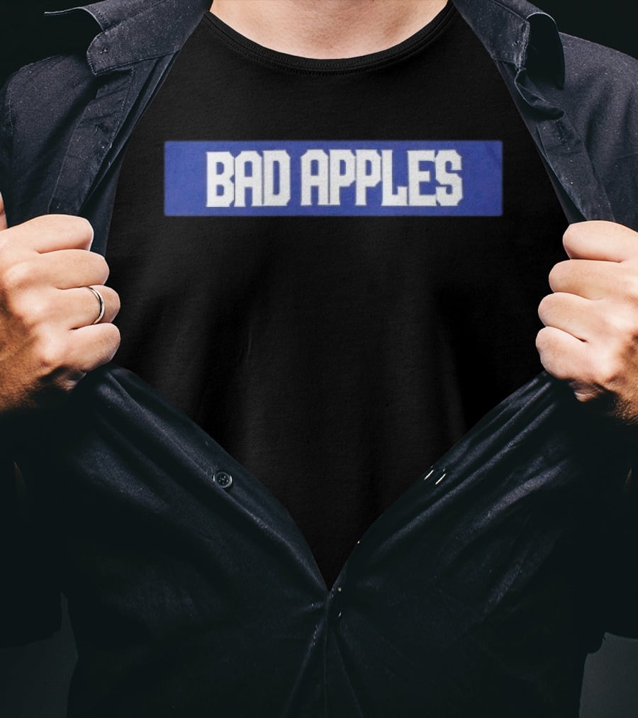 Bad Apples Bold Text White On Blue T-Shirt