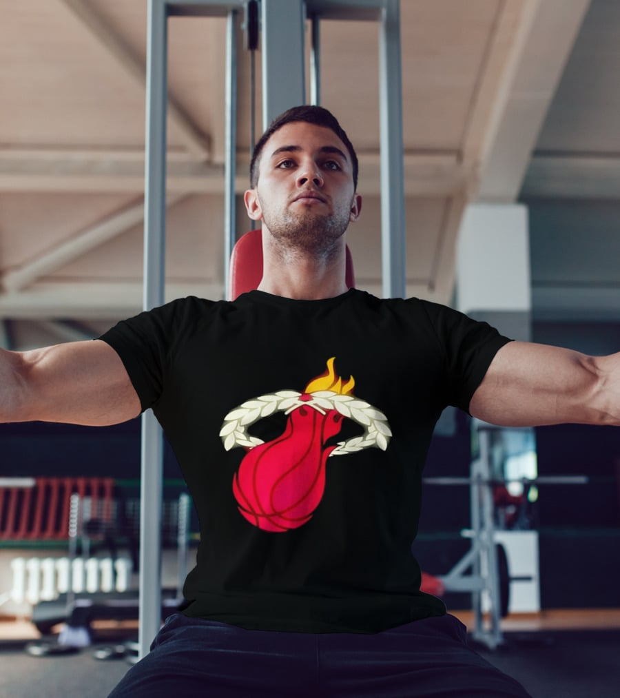 Miami Heat Flaming Basketball Wreath NBA T-Shirt