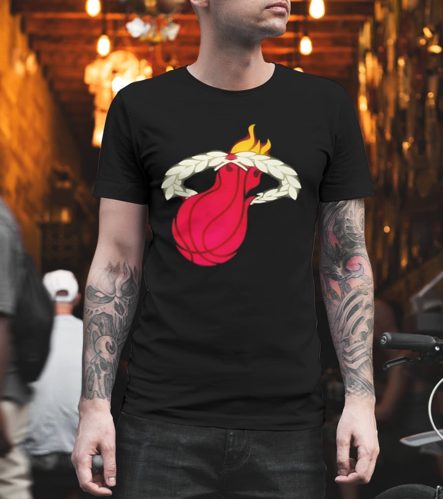 Miami Heat Flaming Basketball Wreath NBA T-Shirt