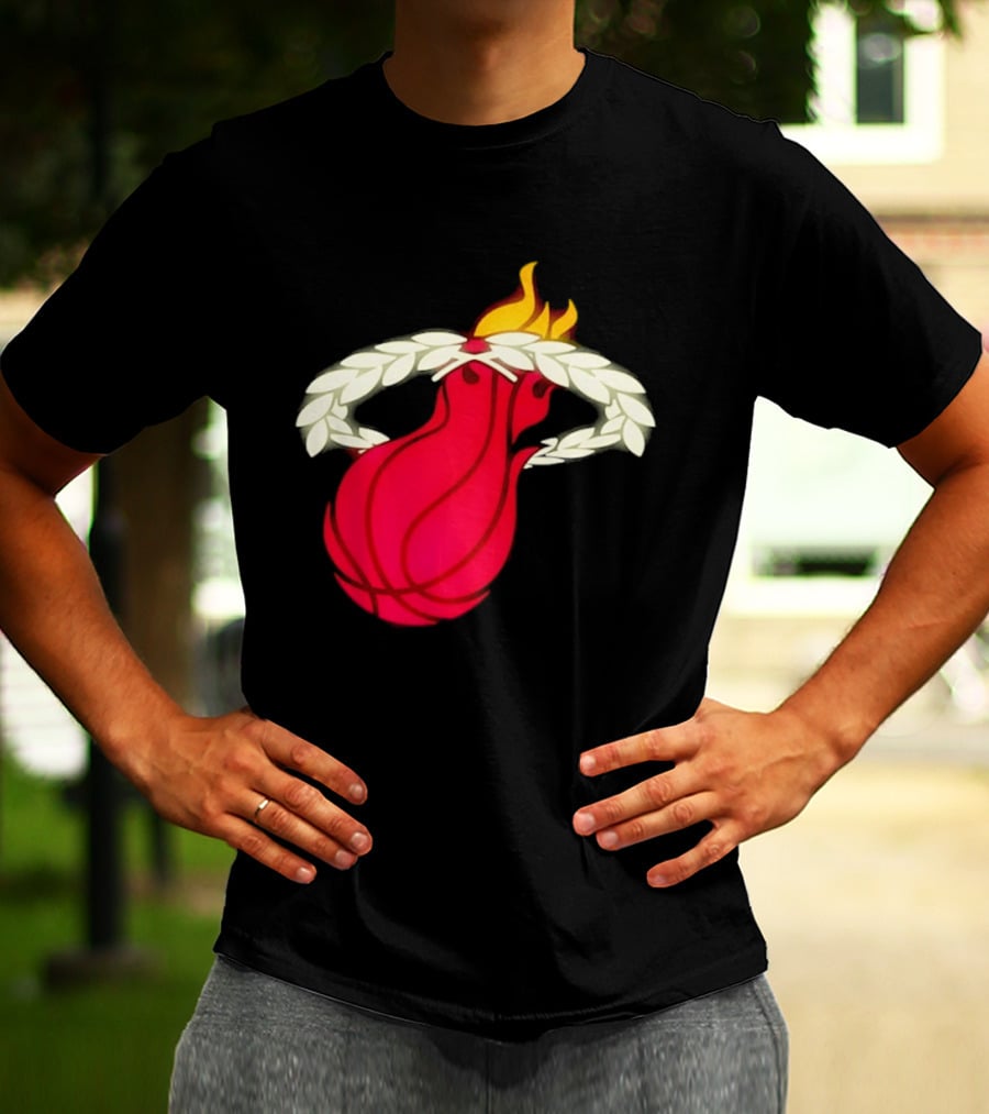 Miami Heat Flaming Basketball Wreath NBA T-Shirt