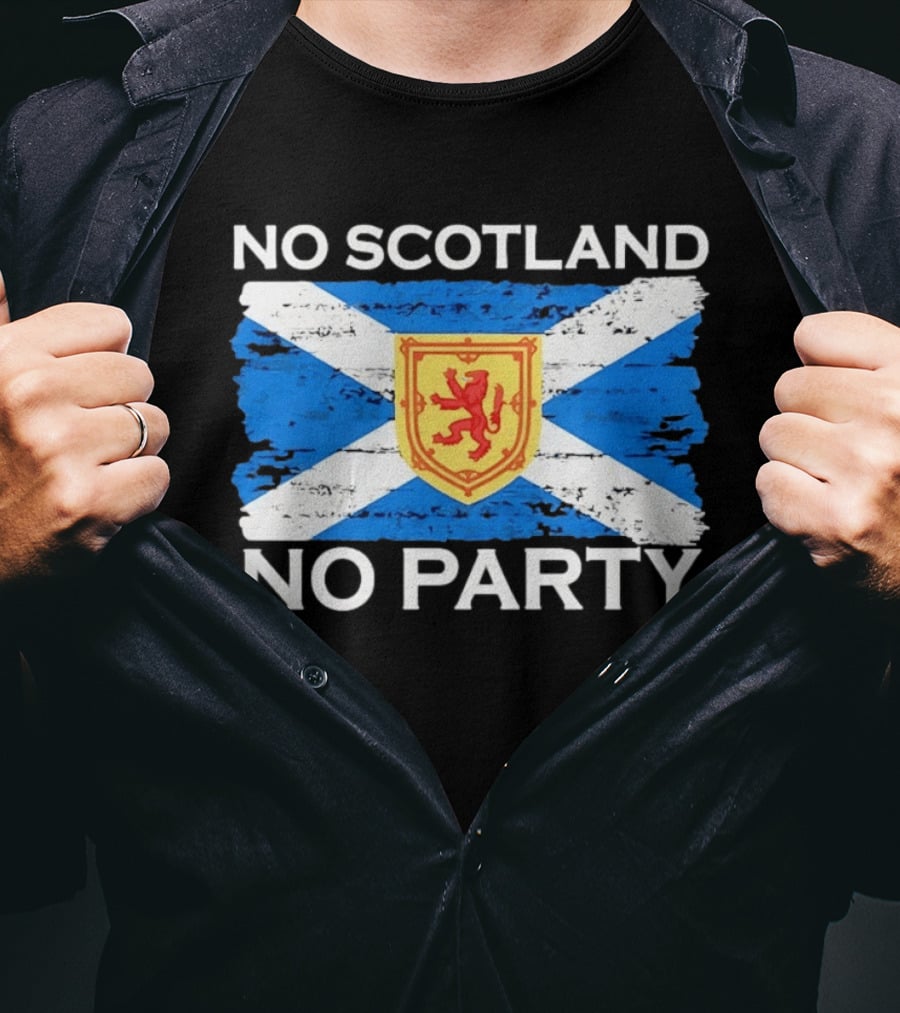 No Scotland No Party Flag With Scottish Lion Rampant T-Shirt