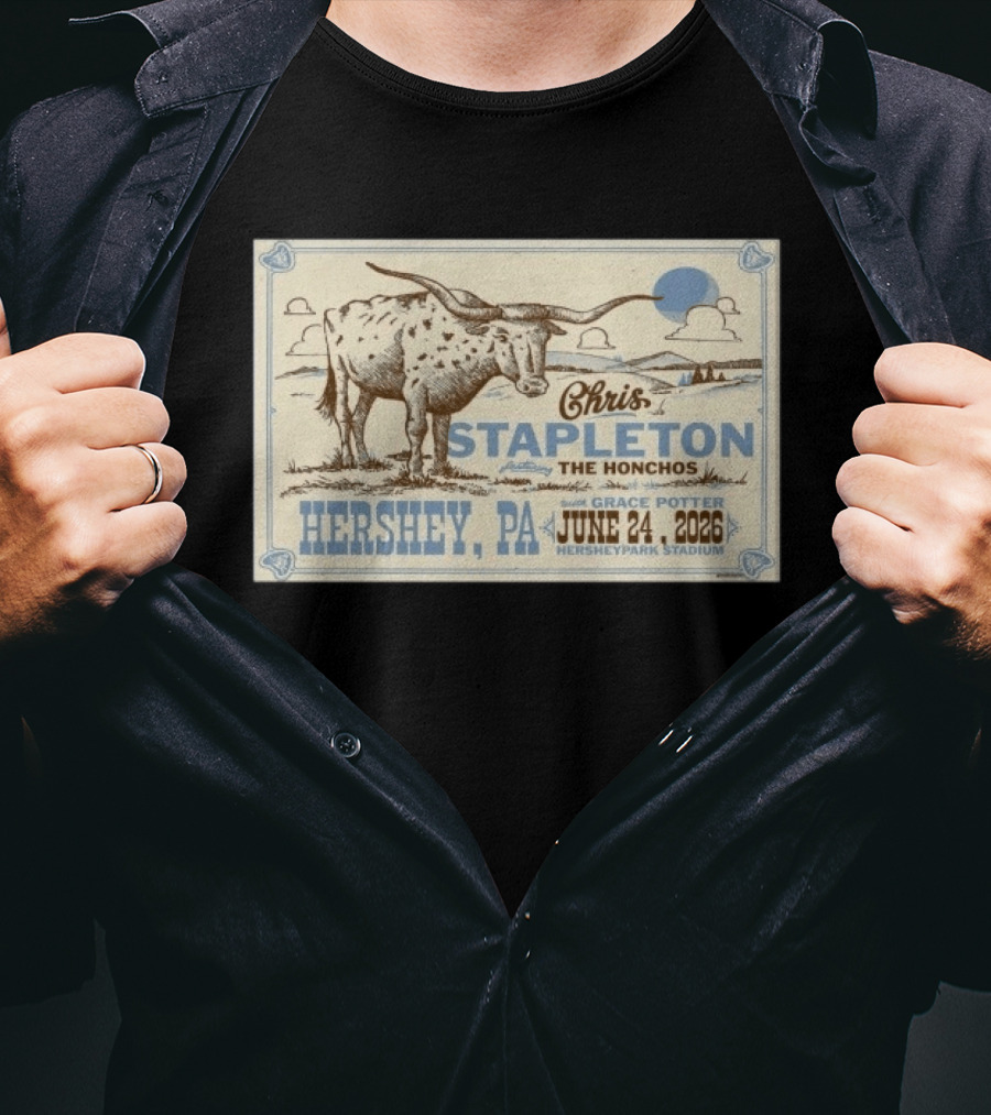 Chris Stapleton All American Road Show Hershey PA June 24 2026 With The Honchos And Grace Potter T-Shirt