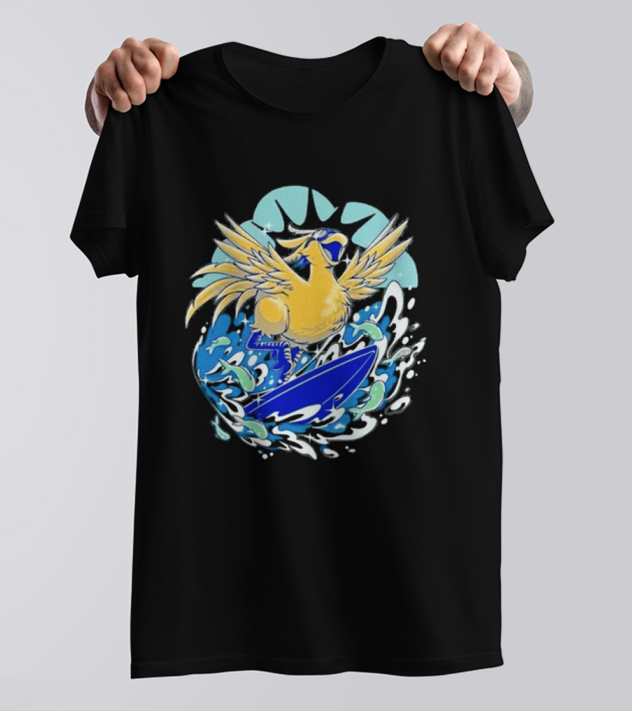 Pop Culture Wizard Surfing Yellow Bird T-Shirt