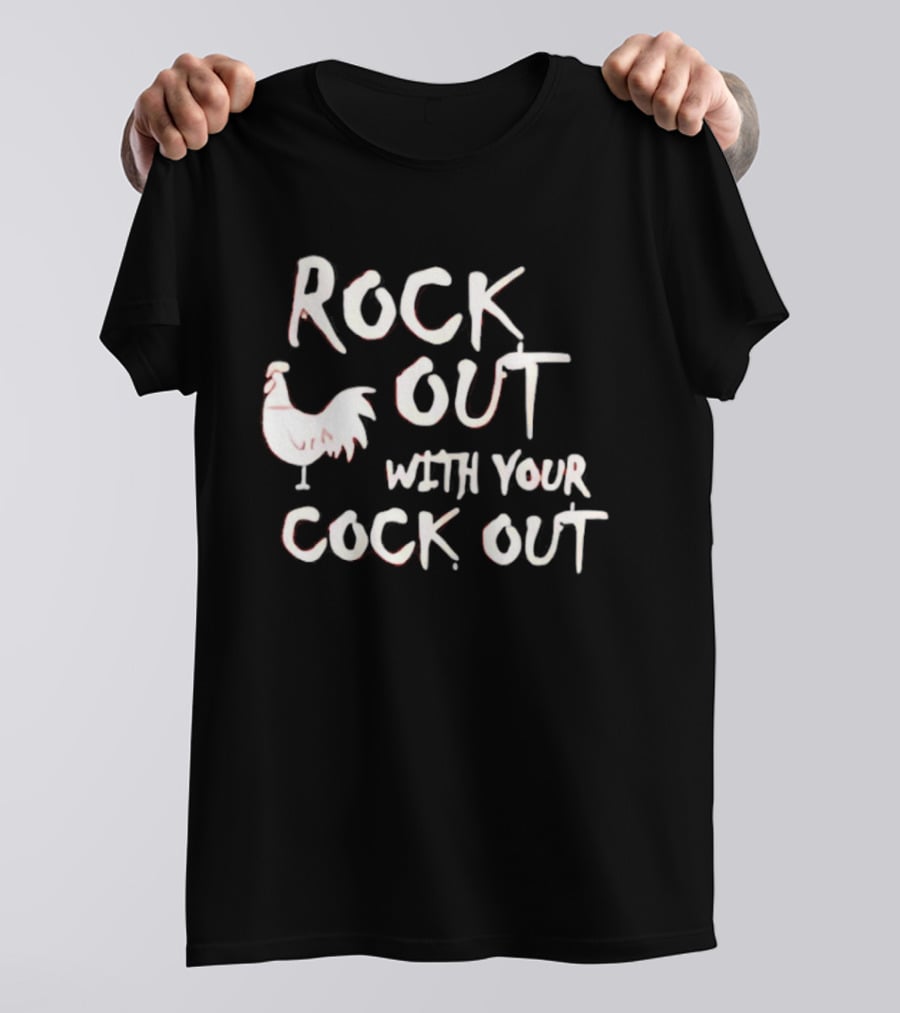 Rooster Rock Out With Your Cock Out Vintage Humor T-Shirt