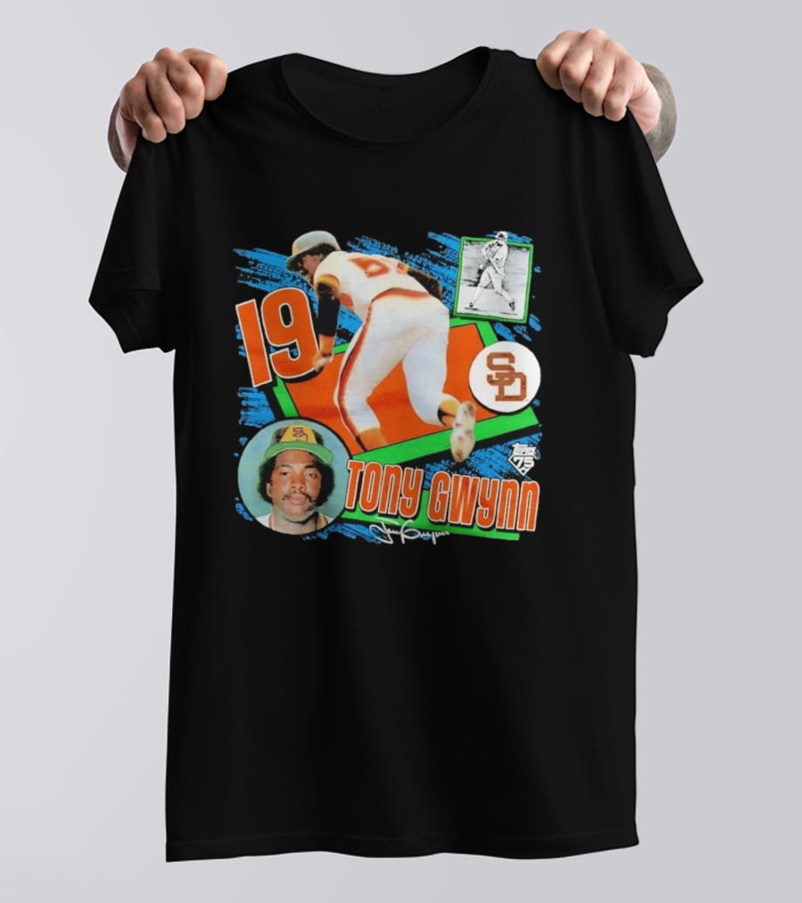 Tony Gwynn 19 San Diego Padres Topps 75th Anniversary Baseball Card T-Shirt