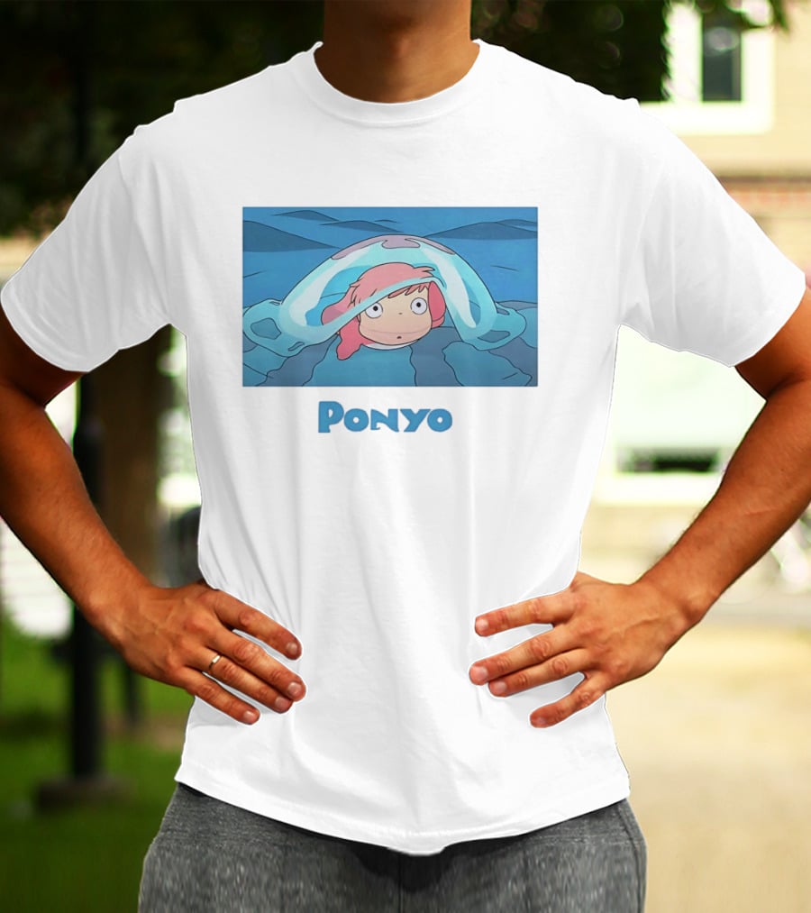 Ponyo Peeking Out Of Ocean Wave Bubble Scene T-Shirt