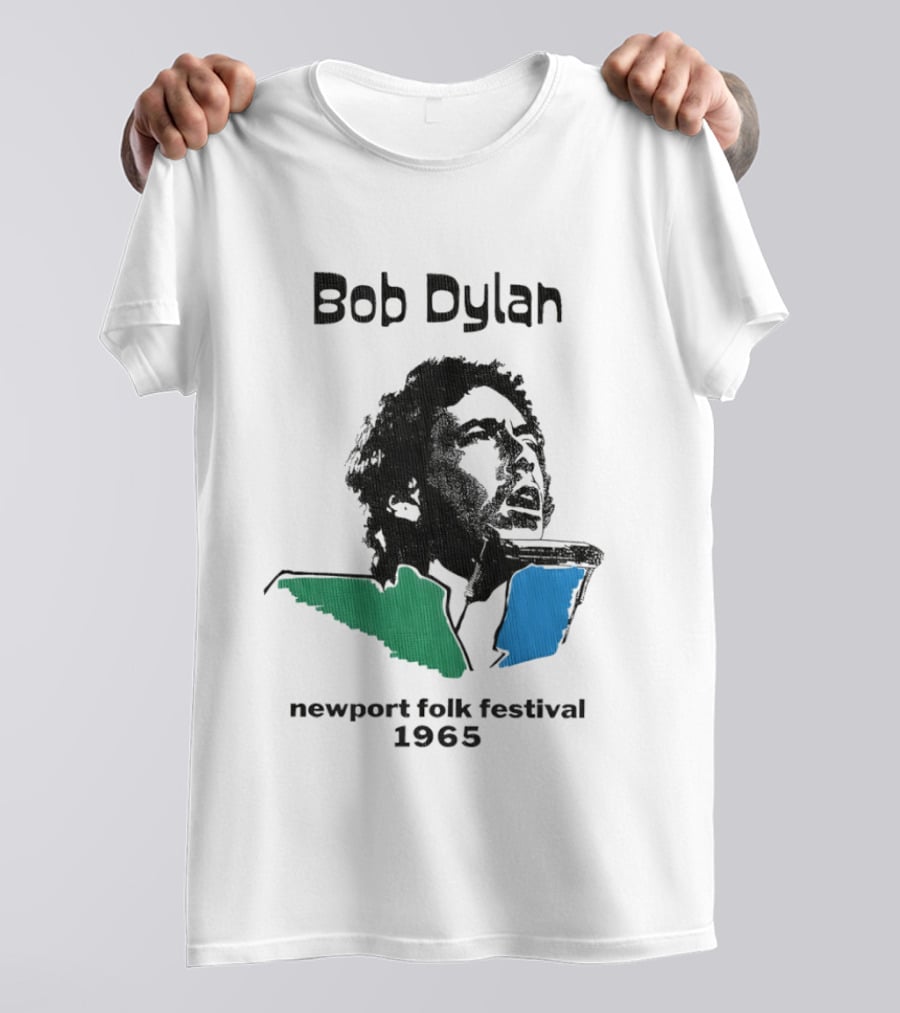 Bob Dylan Newport Folk Festival 1965 Iconic Black Green Blue T-Shirt