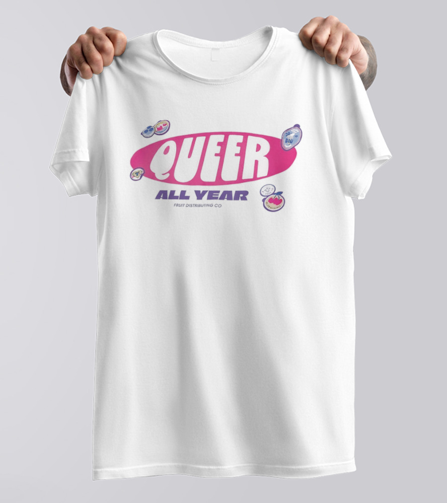 Queer All Year Fruit Distributing Co LGBTQ Pride Patches T-Shirt