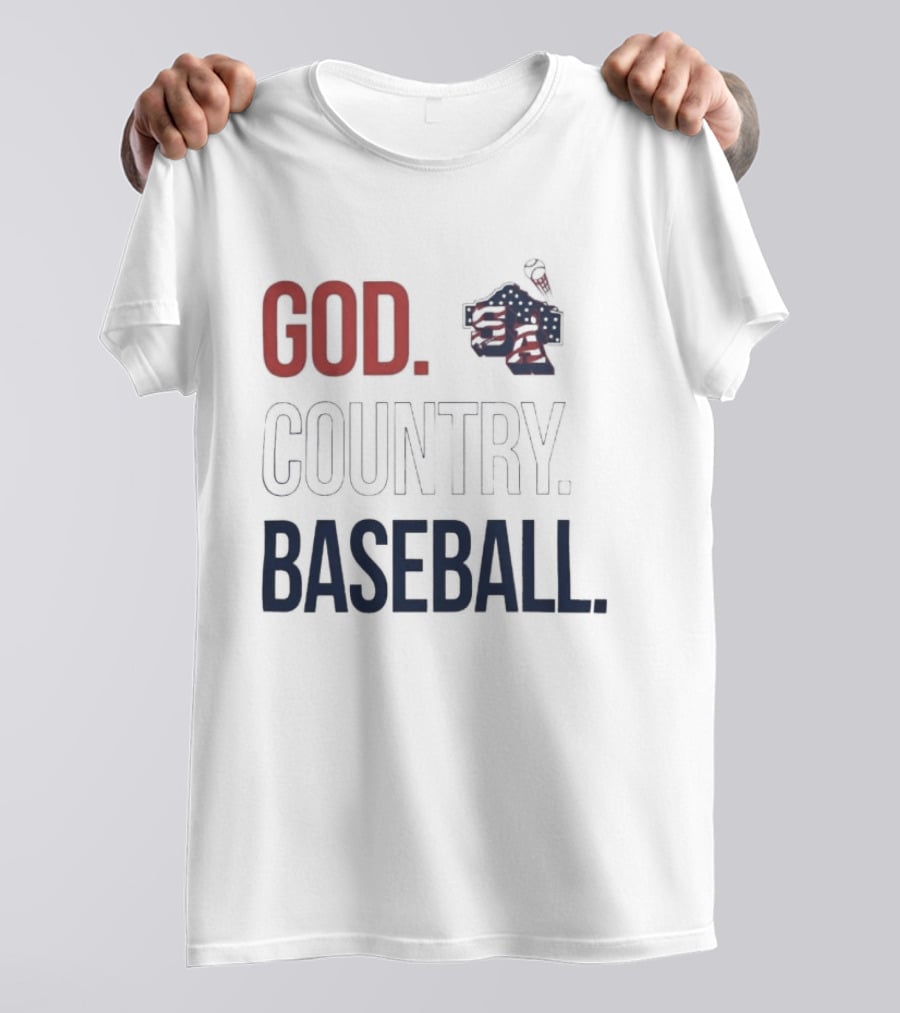 San Antonio Missions God Country Baseball USA Flag Patriotic Grey T-Shirt