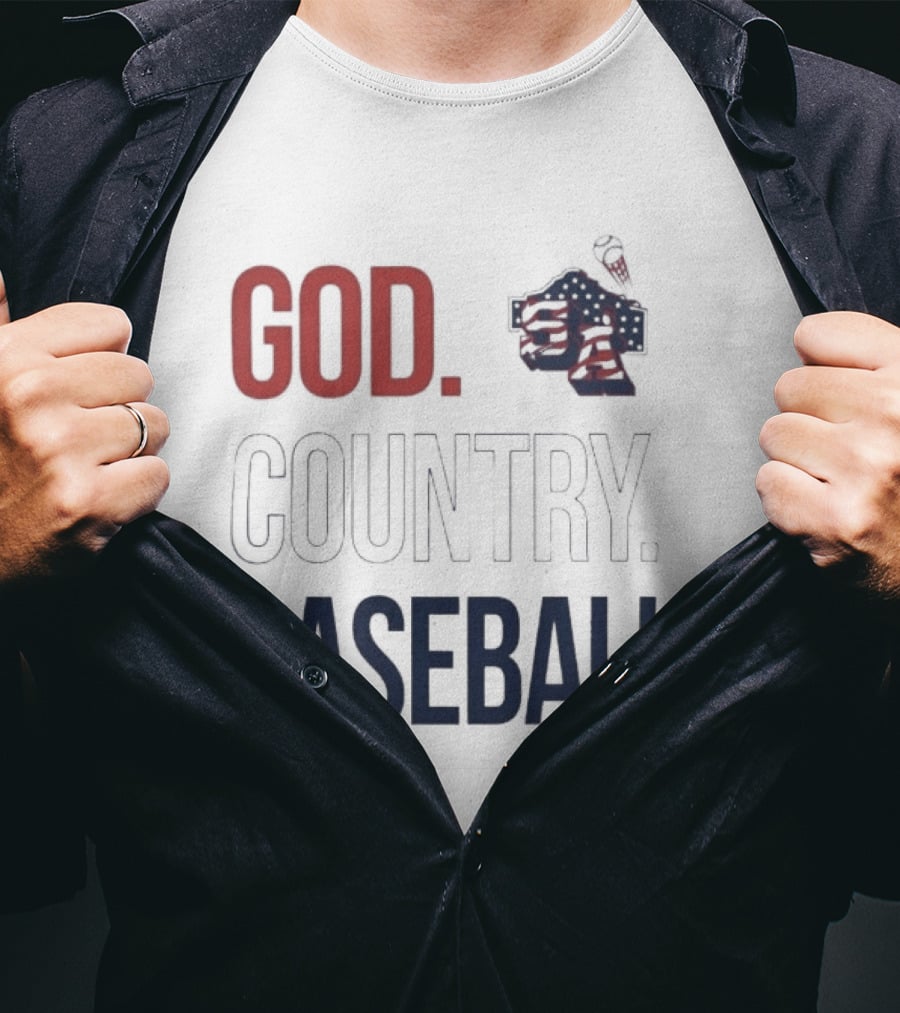 San Antonio Missions God Country Baseball USA Flag Patriotic Grey T-Shirt