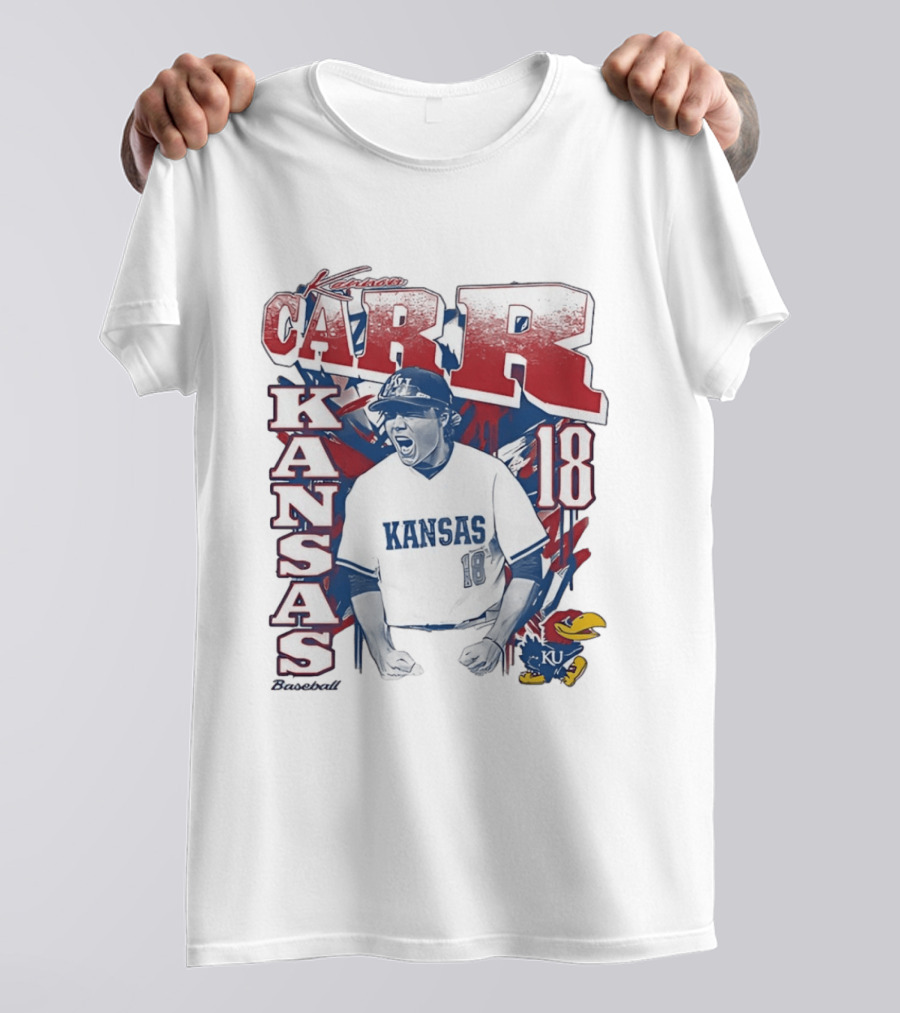 Kansas Jayhawks Kanon Carr 18 Baseball KU Team Fan Gear T-Shirt