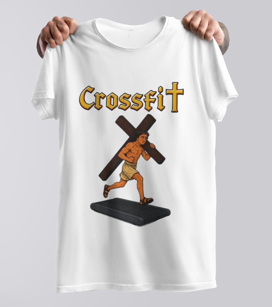 CrossFit Jesus Treadmill Religious Workout T-Shirt