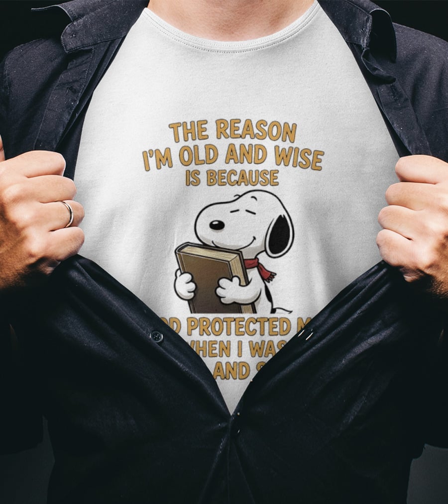 Snoopy Clutching The Bible God Protected Me When I Was Young And Stupid T-Shirt