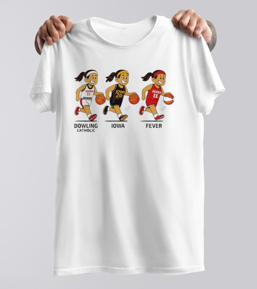 Dowling Catholic Iowa Fever Basketball Players Running With Basketballs T-Shirt