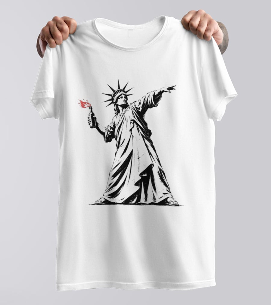 Liberty Unleashed Statue Of Liberty Molotov Cocktail Flame T-Shirt