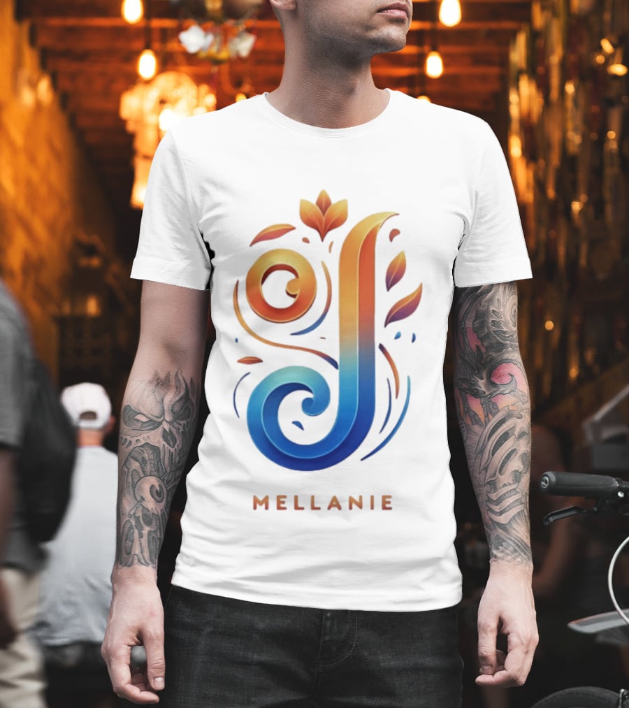 Mellanie Decorative Letter J Floral Gradient T-Shirt