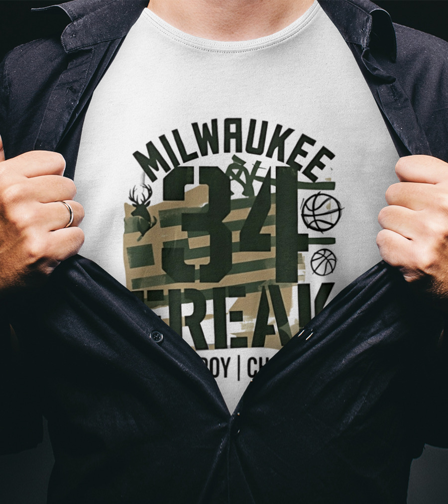 Milwaukee 34 Freak MVP DPOY Champion Giannis Antetokounmpo Basketball T-Shirt