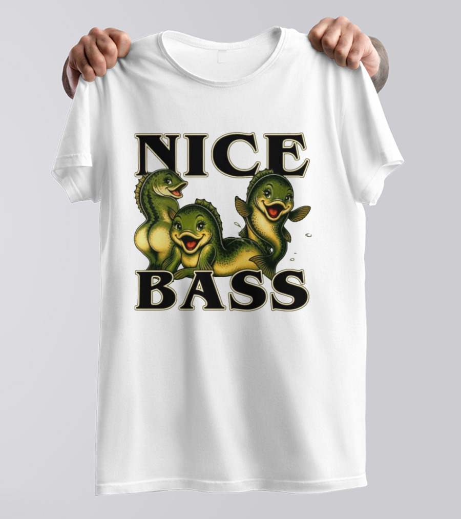 Nice Bass Fishing Pun Angler Humor Trio Fish T-Shirt